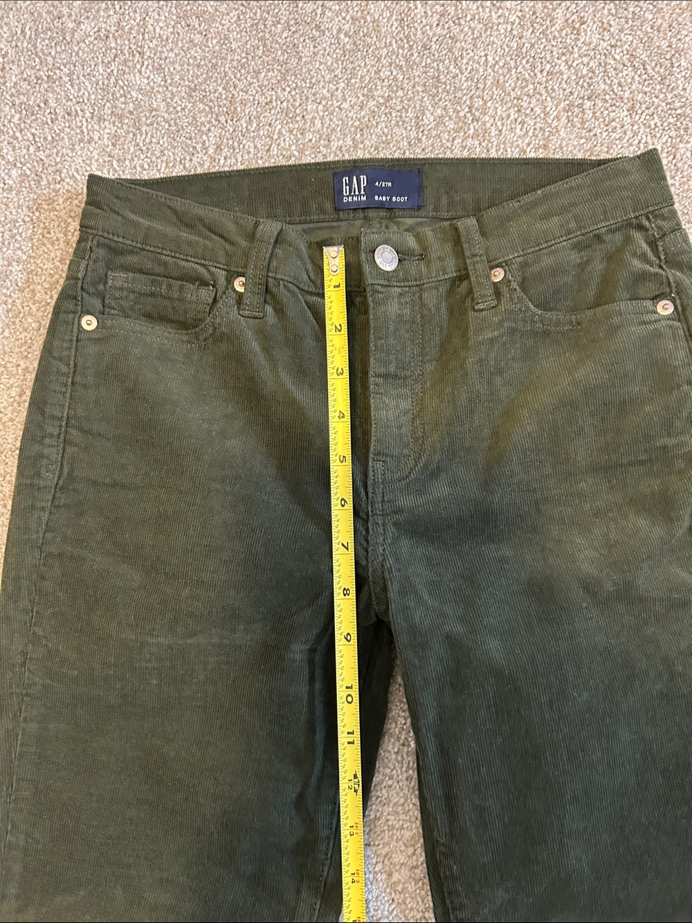 GAP Olive Green Corduroy Flared Pants - Picture 4 of 8